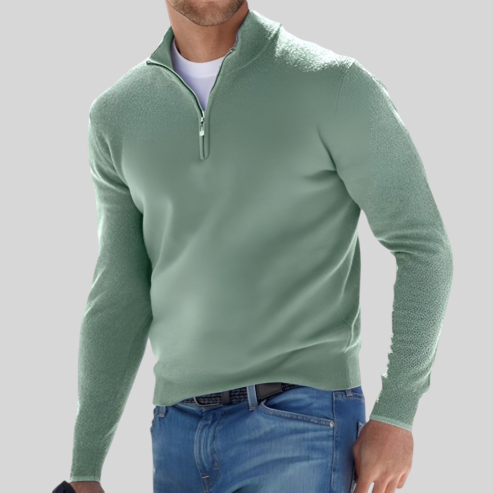 Pull Femme Manches Longues Col Zippé 1/4 - Image 8