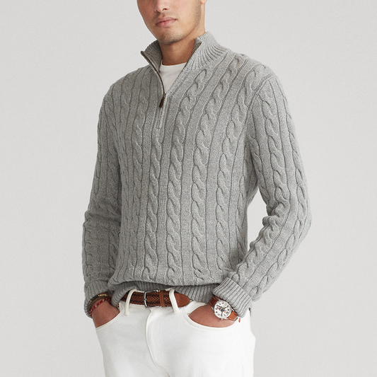 Pull Homme Maille Côtelée à Fermeture Éclair 1/4 - Image 1