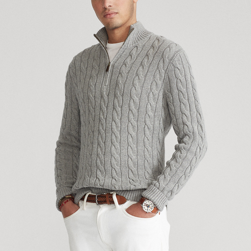 Pull Homme Maille Côtelée à Fermeture Éclair 1/4 - Image 2