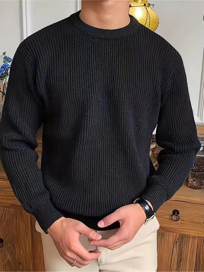 Pull Homme Col Rond Côtelé - Image 2