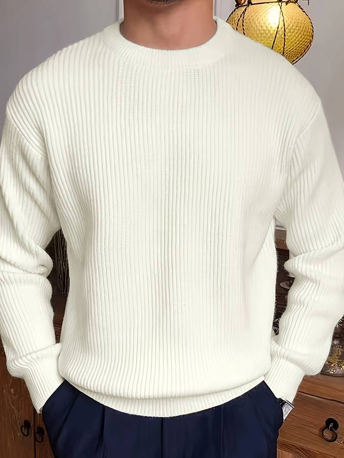 Pull Homme Col Rond Côtelé - Image 2