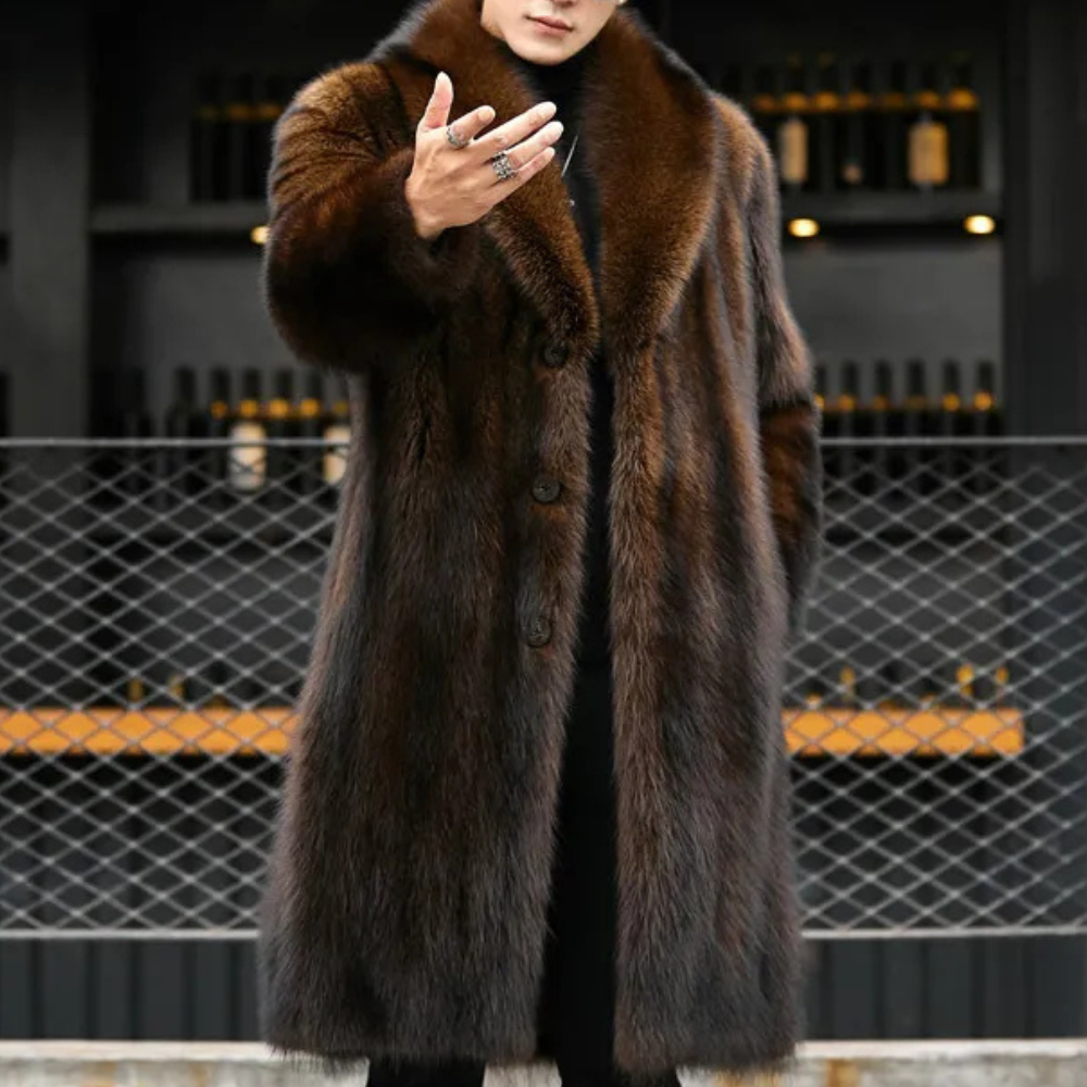 Manteau Long Homme à Col Imposant - Image 1