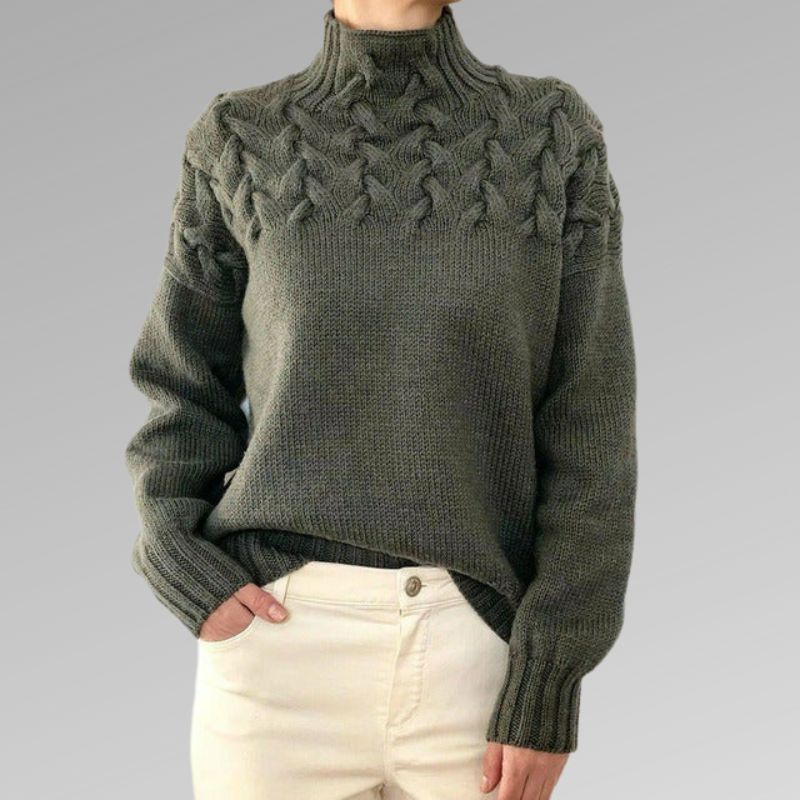Pull à col roulé en maille torsadée pour femme - Image 8