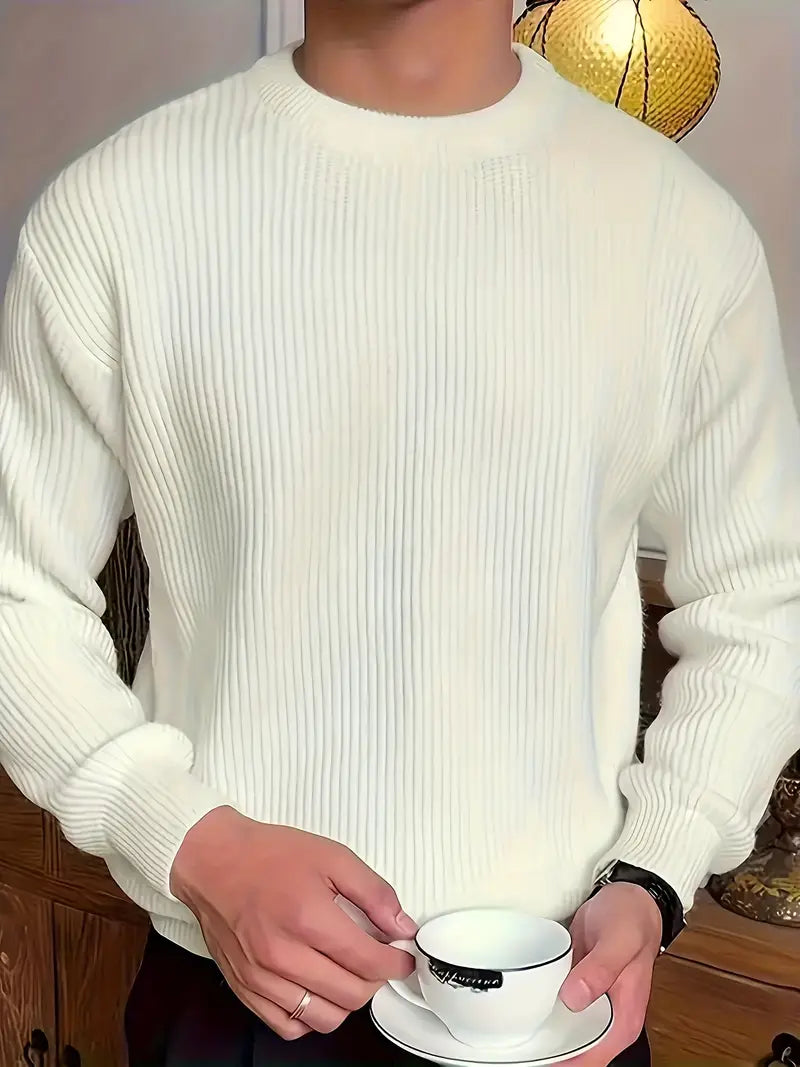 Pull Homme Col Rond Côtelé - Image 3