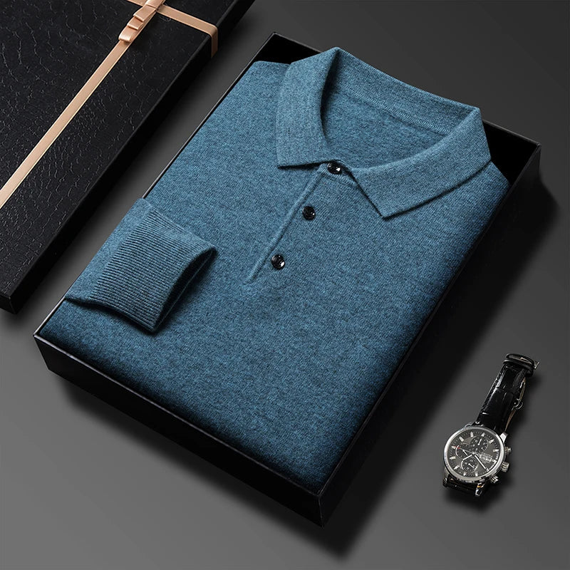 Pull en maille polo à manches longues pour homme - Image 10