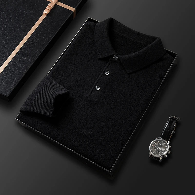 Pull en maille polo à manches longues pour homme - Image 11