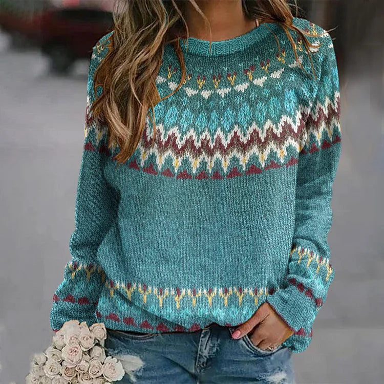 Pull à motifs à manches longues pour femme - Image 1