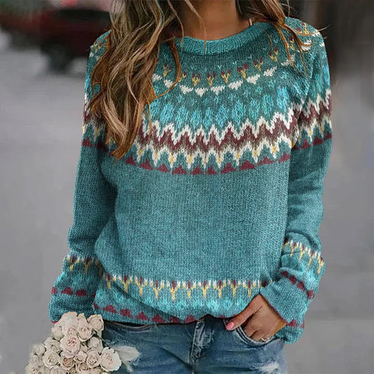 Pull à motifs à manches longues pour femme - Image 1