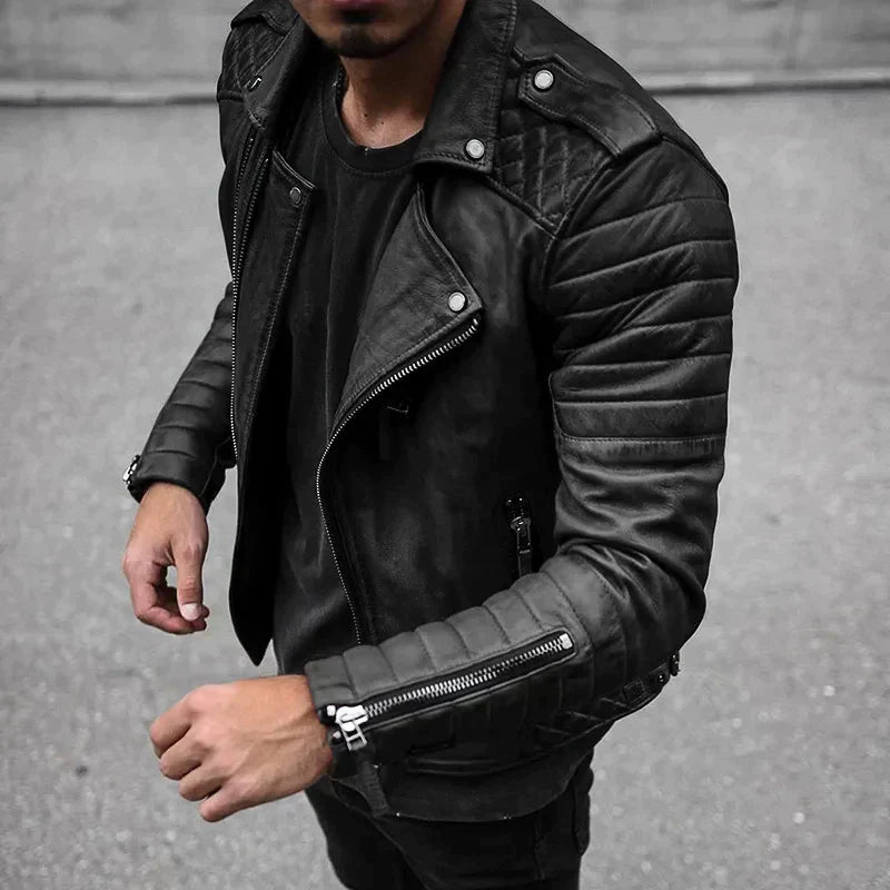 Blouson de motard en cuir pour homme - Image 2