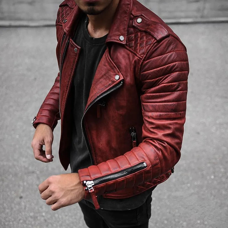 Blouson de motard en cuir pour homme - Image 1