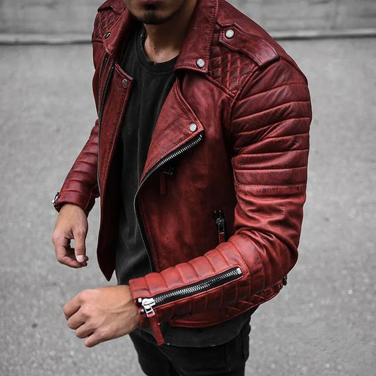 Blouson de motard en cuir pour homme - Image 1