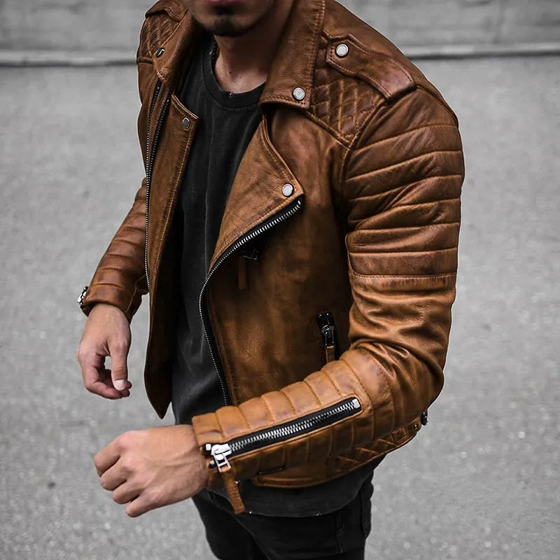 Blouson de motard en cuir pour homme - Image 4