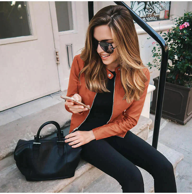 Veste Moto Femme Zippée - Image 5