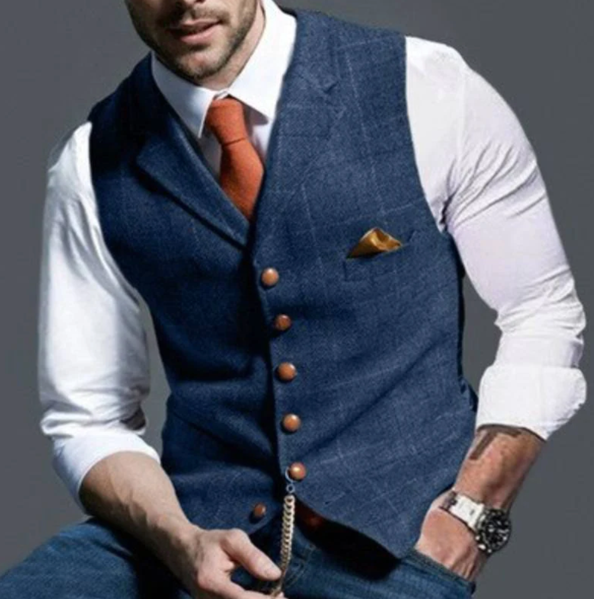Gilet de cérémonie boutonné pour homme - Image 1