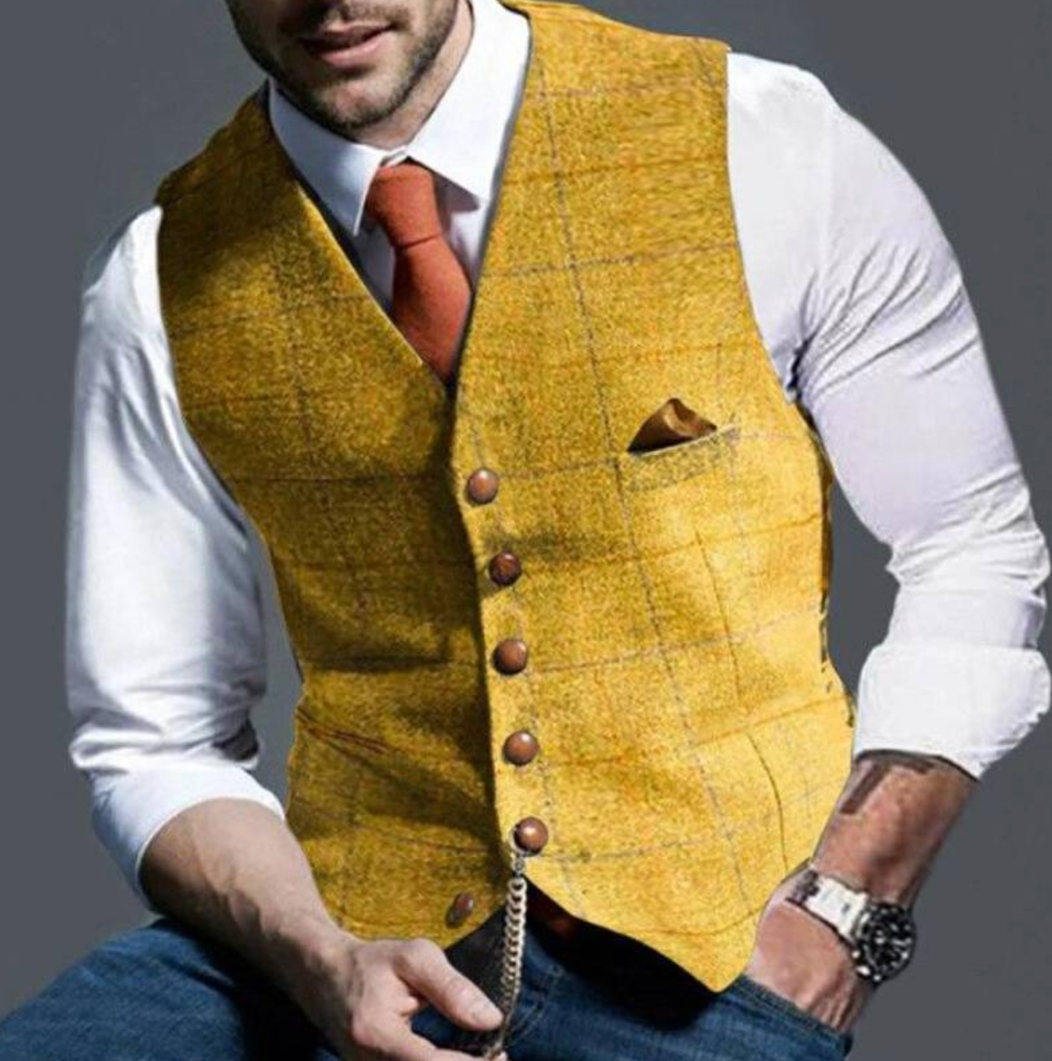 Gilet de cérémonie boutonné pour homme - Image 3