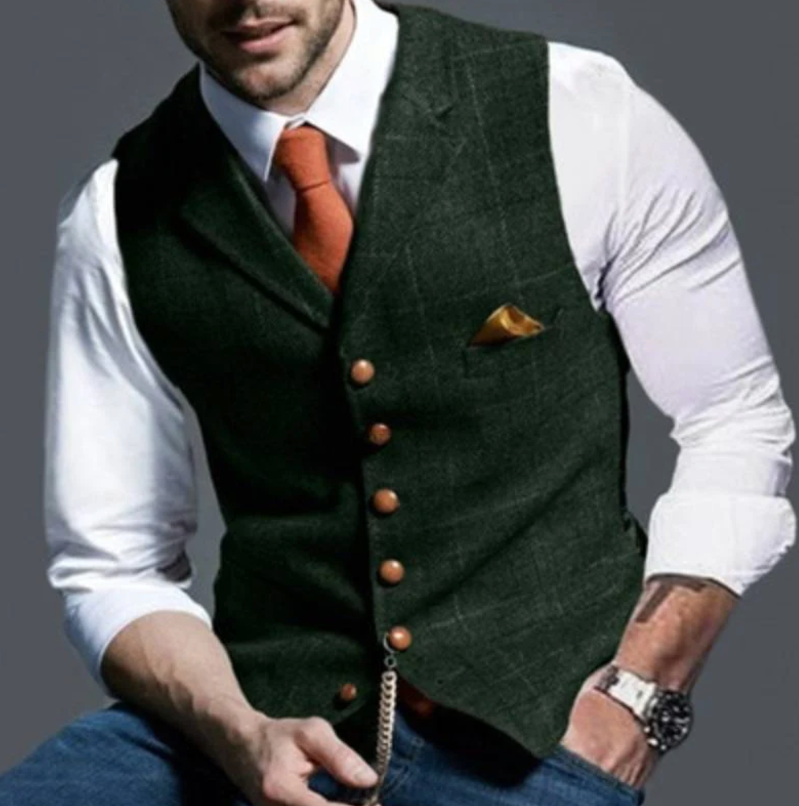 Gilet de cérémonie boutonné pour homme - Image 5