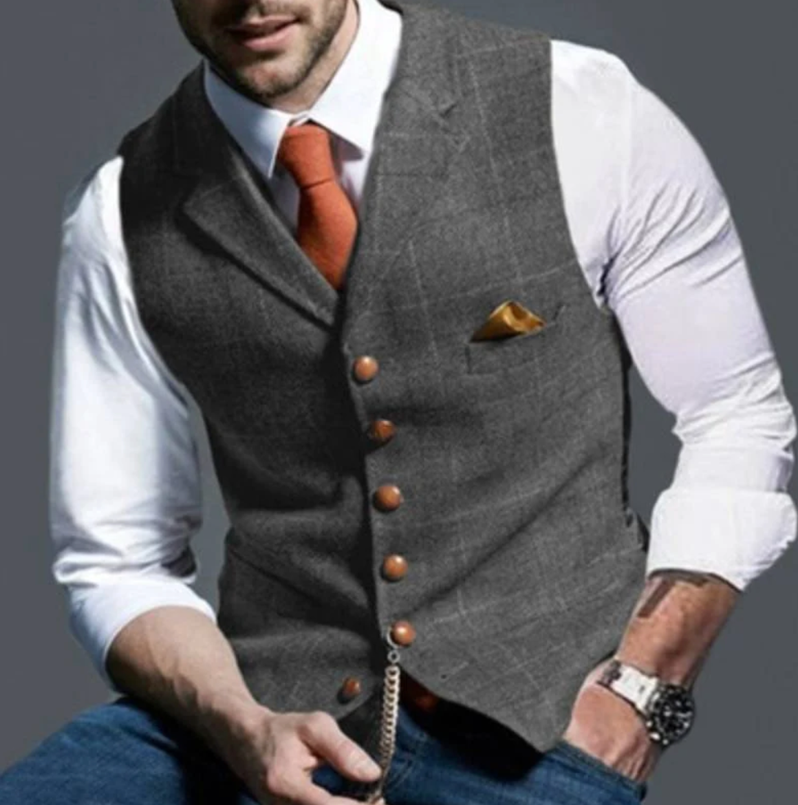 Gilet de cérémonie boutonné pour homme - Image 6