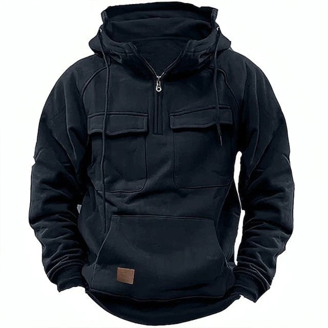 Sweat à Capuche Homme Demi-Zip - Image 1