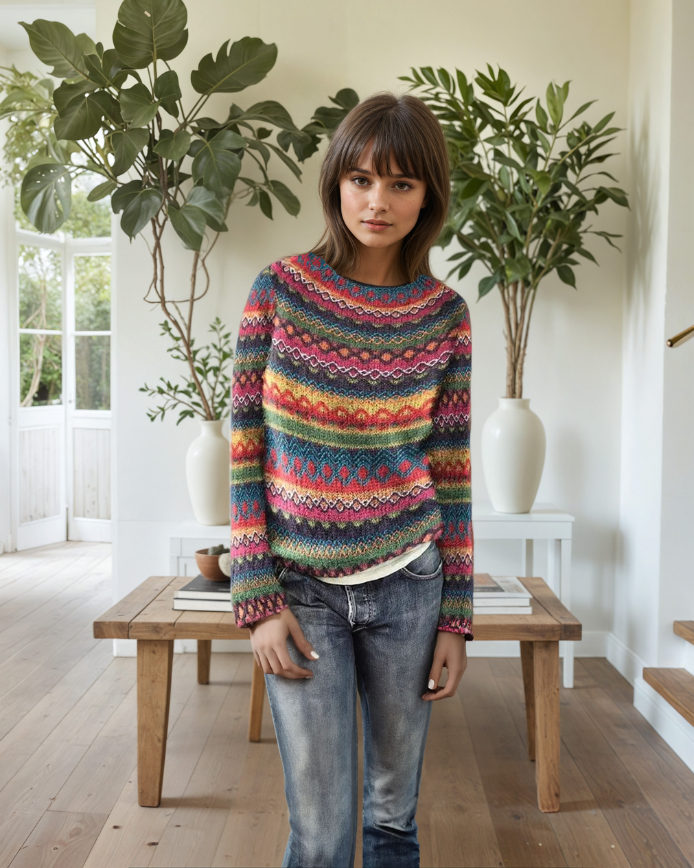 Pull en Tricot Rayé pour Femme - Image 3