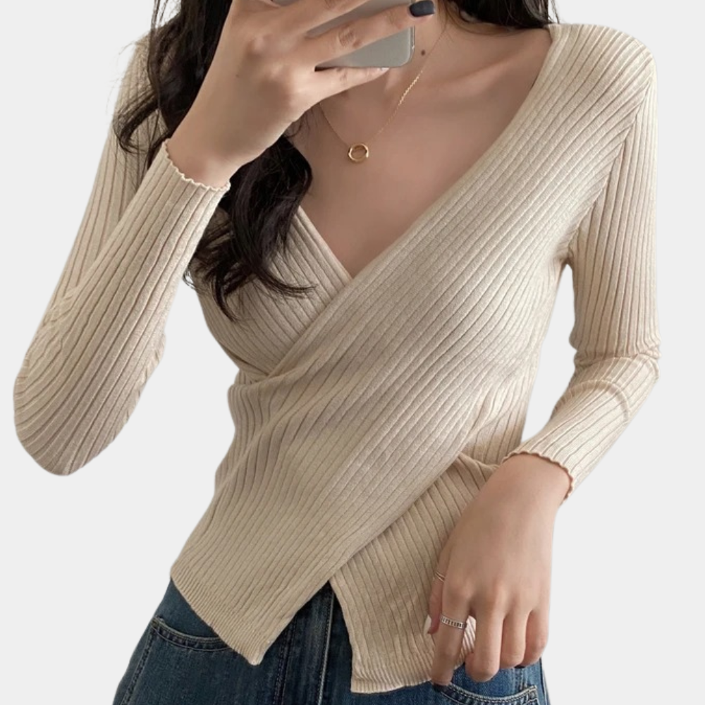Pull Femme Cache-Cœur Col V - Image 6