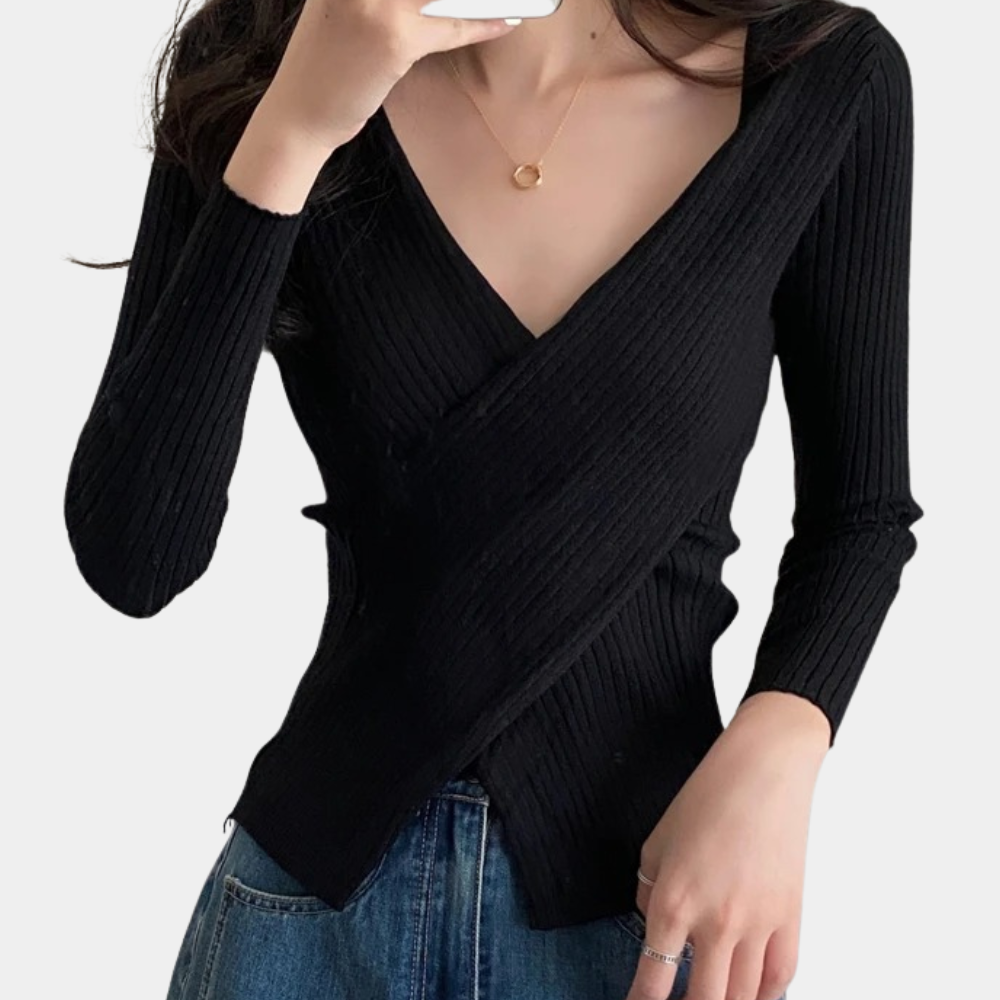 Pull Femme Cache-Cœur Col V - Image 7