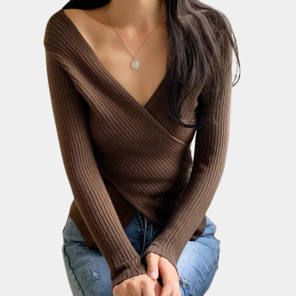 Pull Femme Cache-Cœur Col V - Image 8