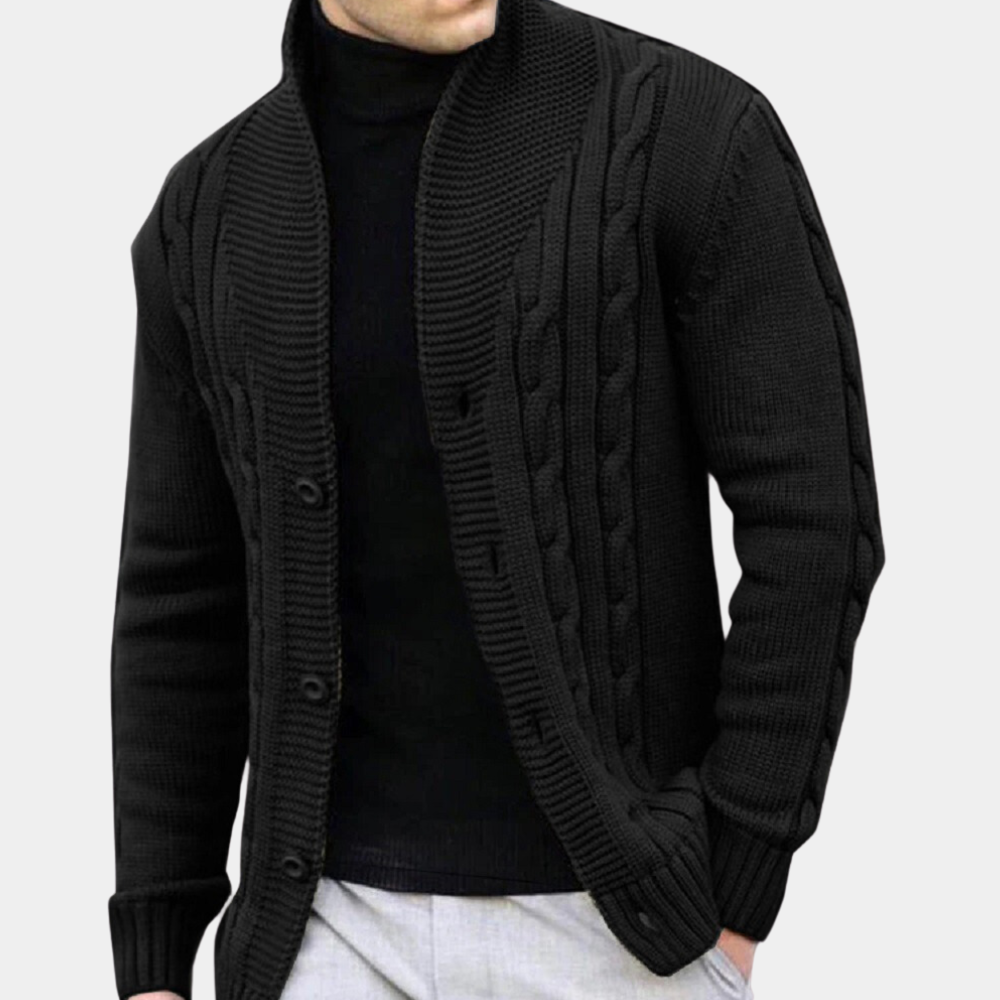 Veste Pull Homme Col Châle Tricot Câbles - Image 2