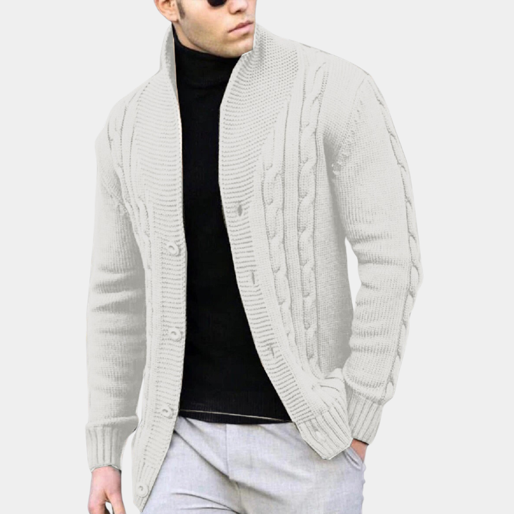 Veste Pull Homme Col Châle Tricot Câbles - Image 6