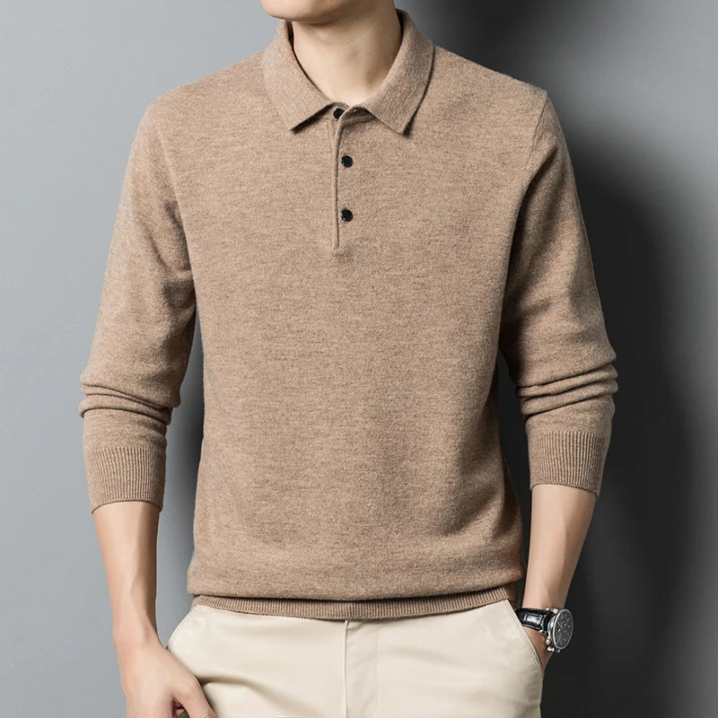 Pull en maille polo à manches longues pour homme - Image 6