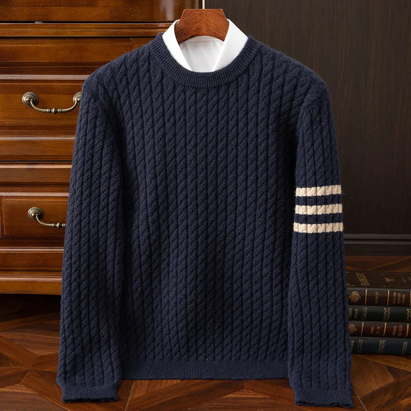 Pull Homme Col Rond Tricot Câble - Image 2