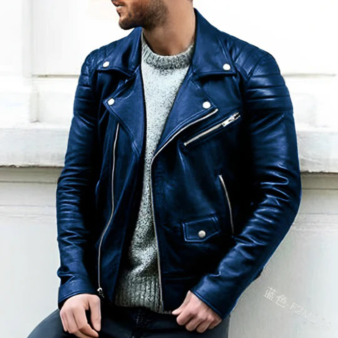 Veste en cuir slim fit pour homme - Image 2