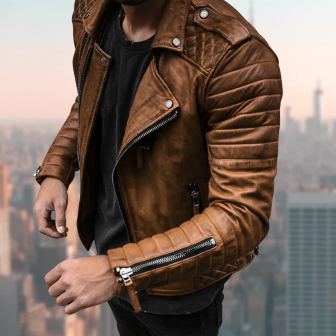 Veste en cuir slim fit pour homme - Image 3