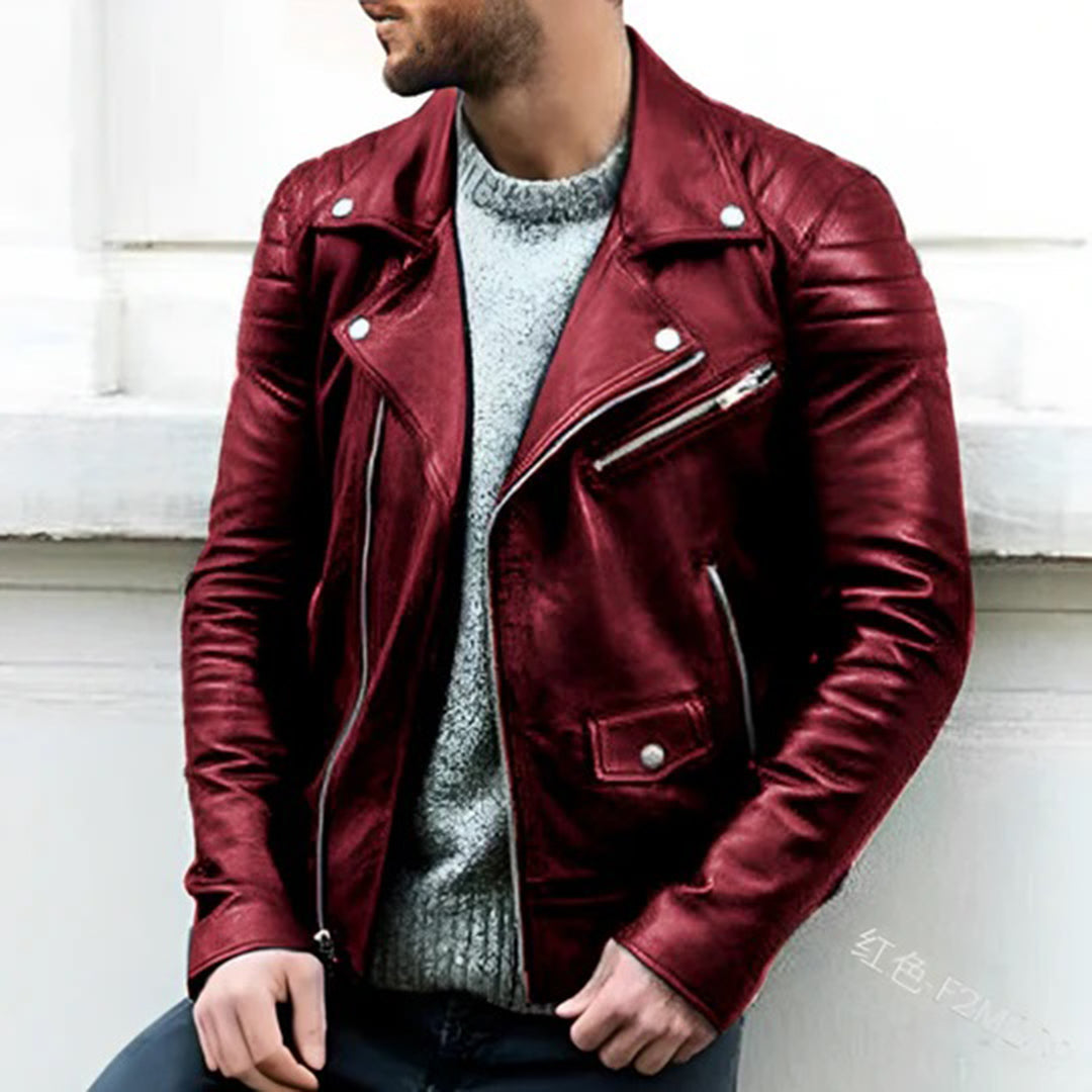 Veste en cuir slim fit pour homme - Image 4