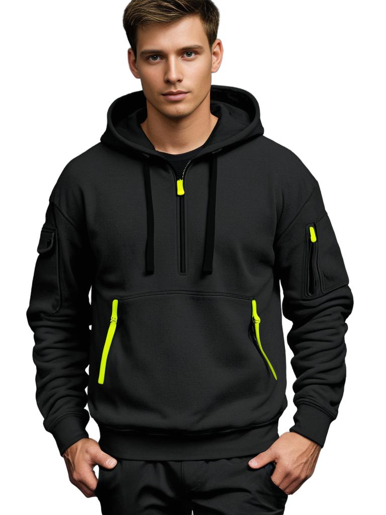 Sweat à Capuche Homme Demi-Zip avec Poche - Image 5