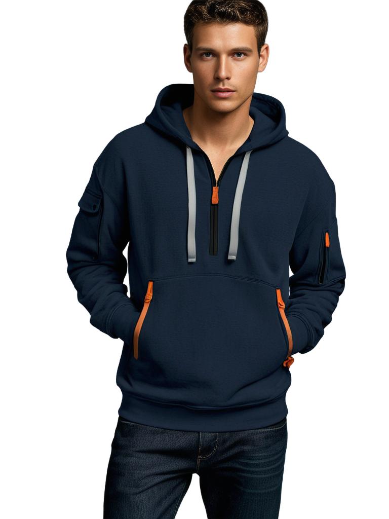 Sweat à Capuche Homme Demi-Zip avec Poche - Image 3