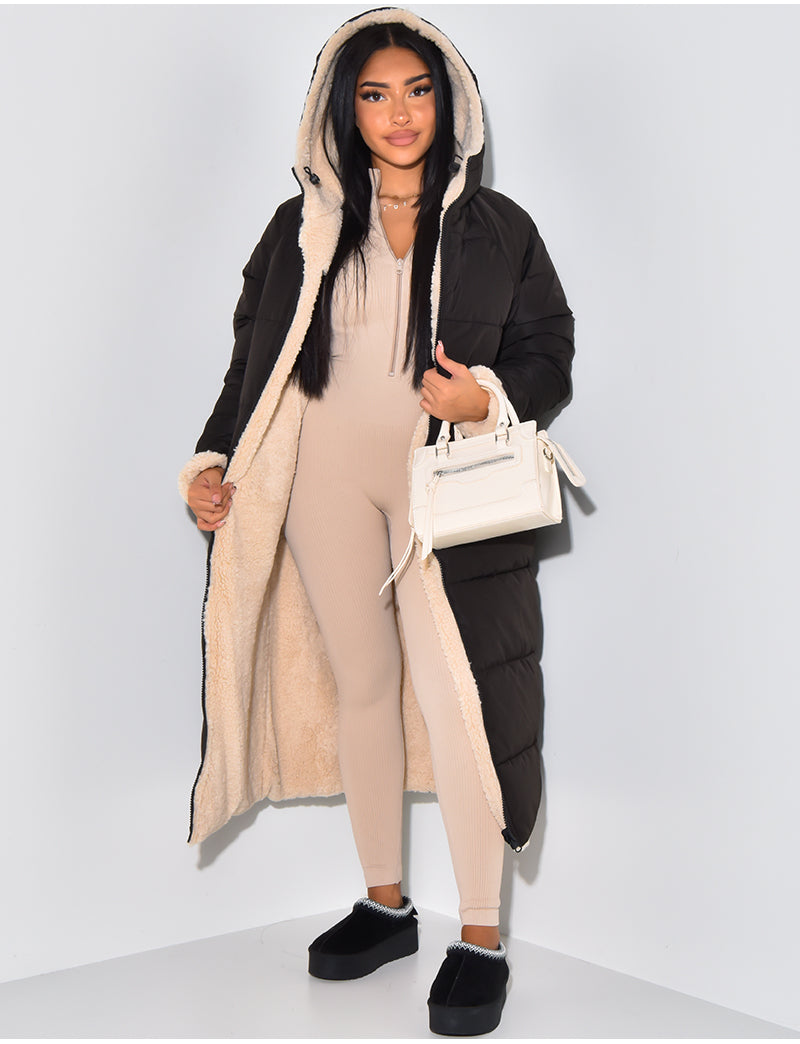 Manteau Long Rembourré à Capuche pour Femme - Image 3