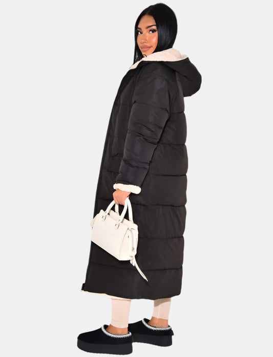 Manteau Long Rembourré à Capuche pour Femme - Image 1