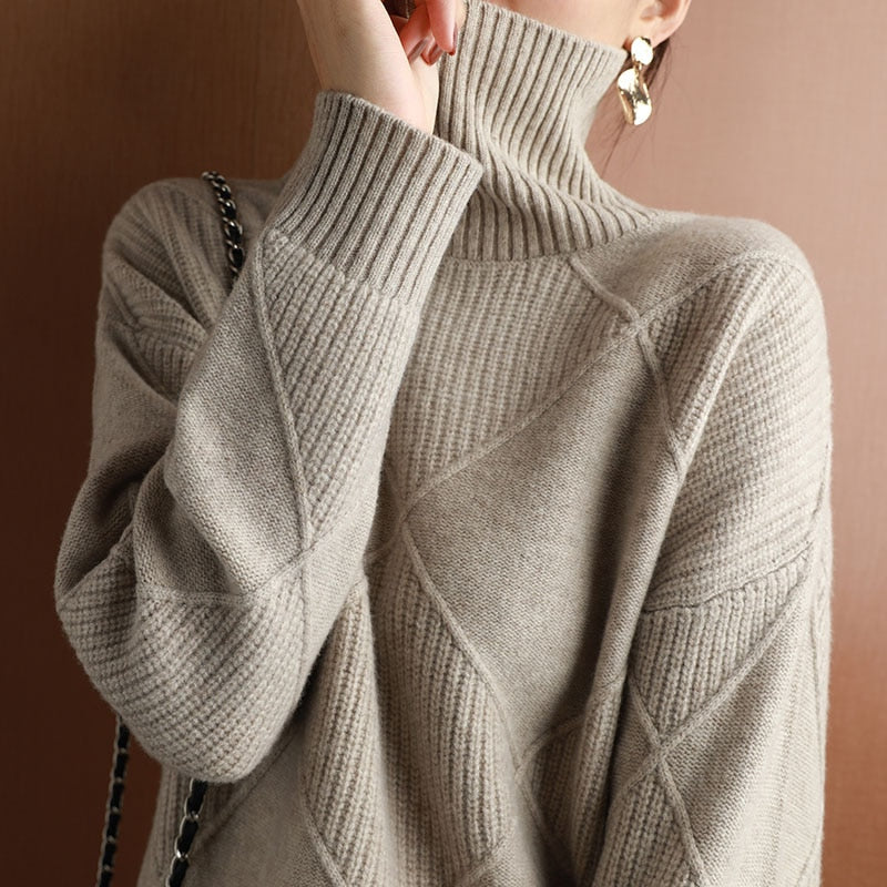 Pull Femme Col Roulé en Maille Côtelée - Image 2