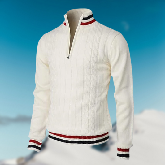 Pull Homme Maille Côtelée avec Fermeture Éclair 1/4 - Image 1
