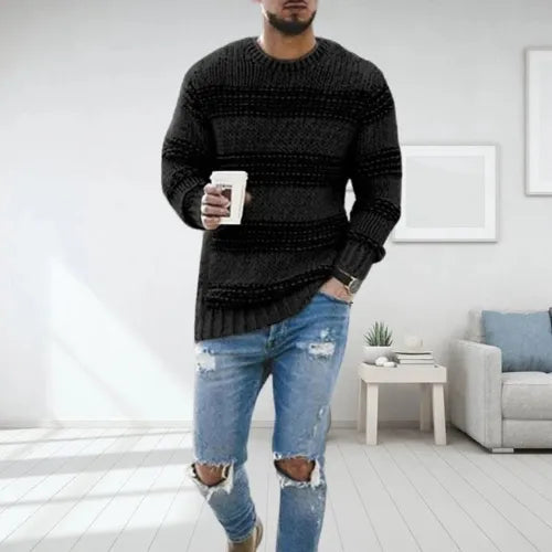 Pull rayé à col rond pour homme - Image 3
