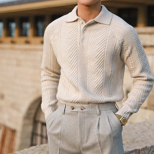 Pull Polo à Manches Longues pour Homme - Image 1