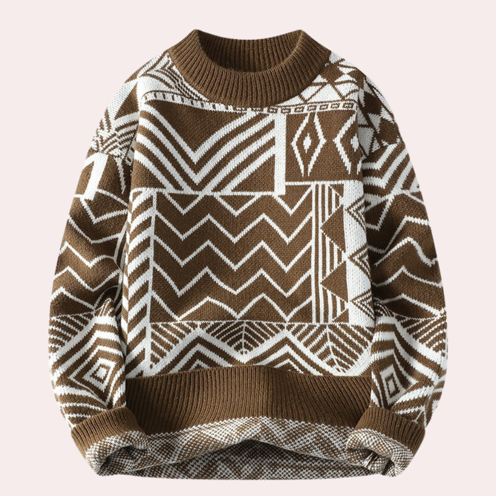 Pull Homme Col Rond Motif Géométrique - Image 3