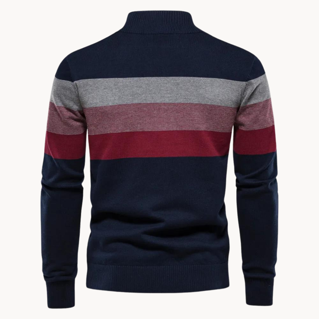 Pull rayé à quart de fermeture éclair pour homme - Image 2