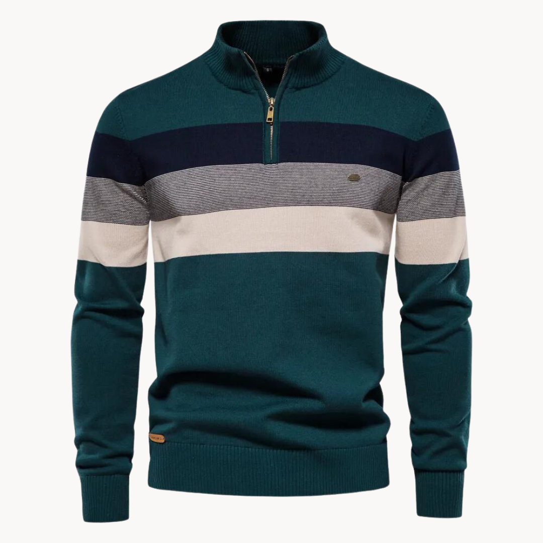 Pull rayé à quart de fermeture éclair pour homme - Image 8