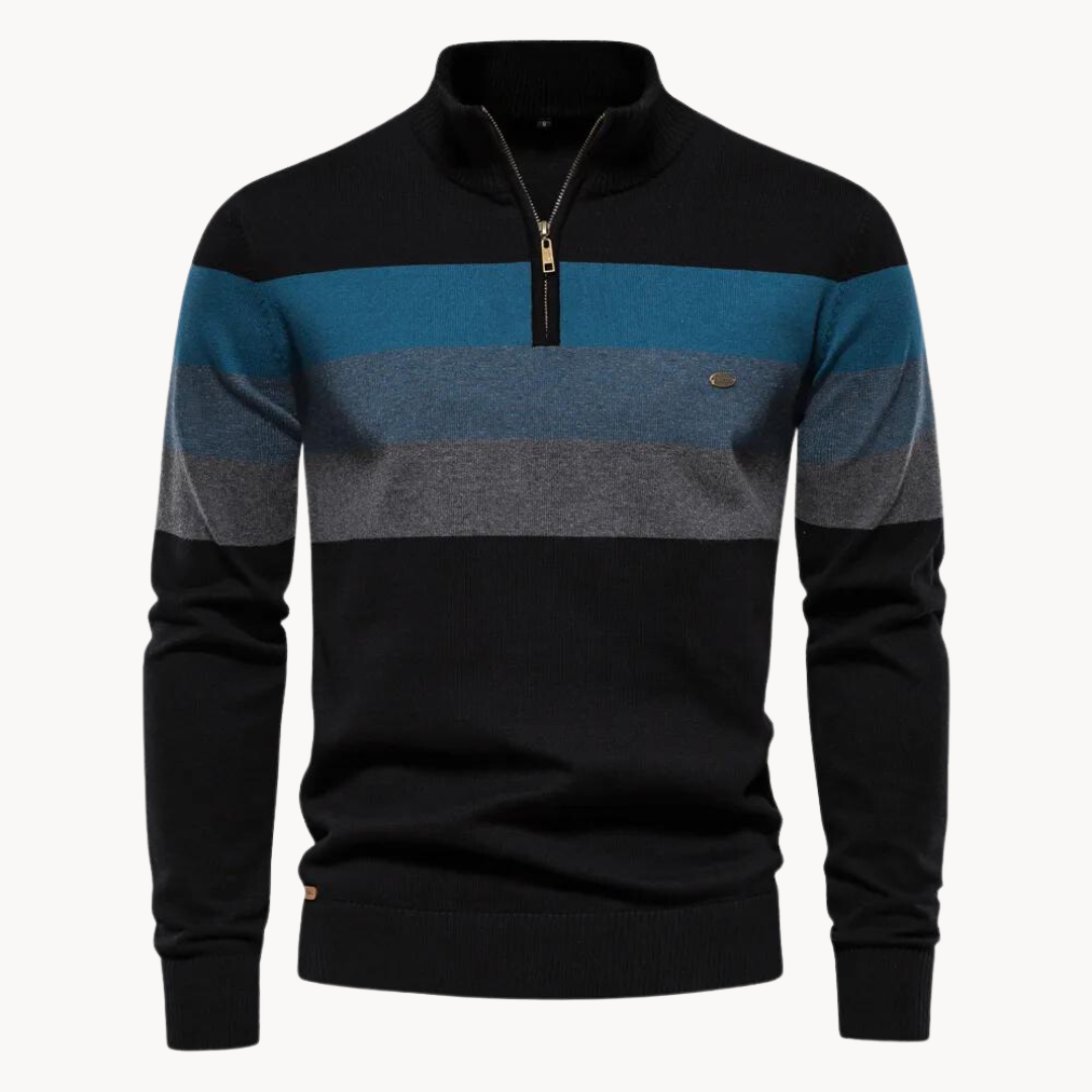 Pull rayé à quart de fermeture éclair pour homme - Image 9
