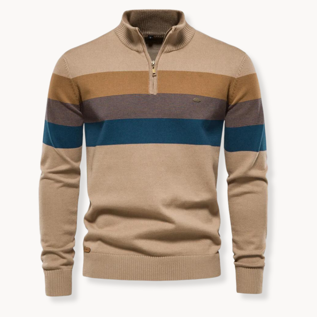 Pull rayé à quart de fermeture éclair pour homme - Image 10