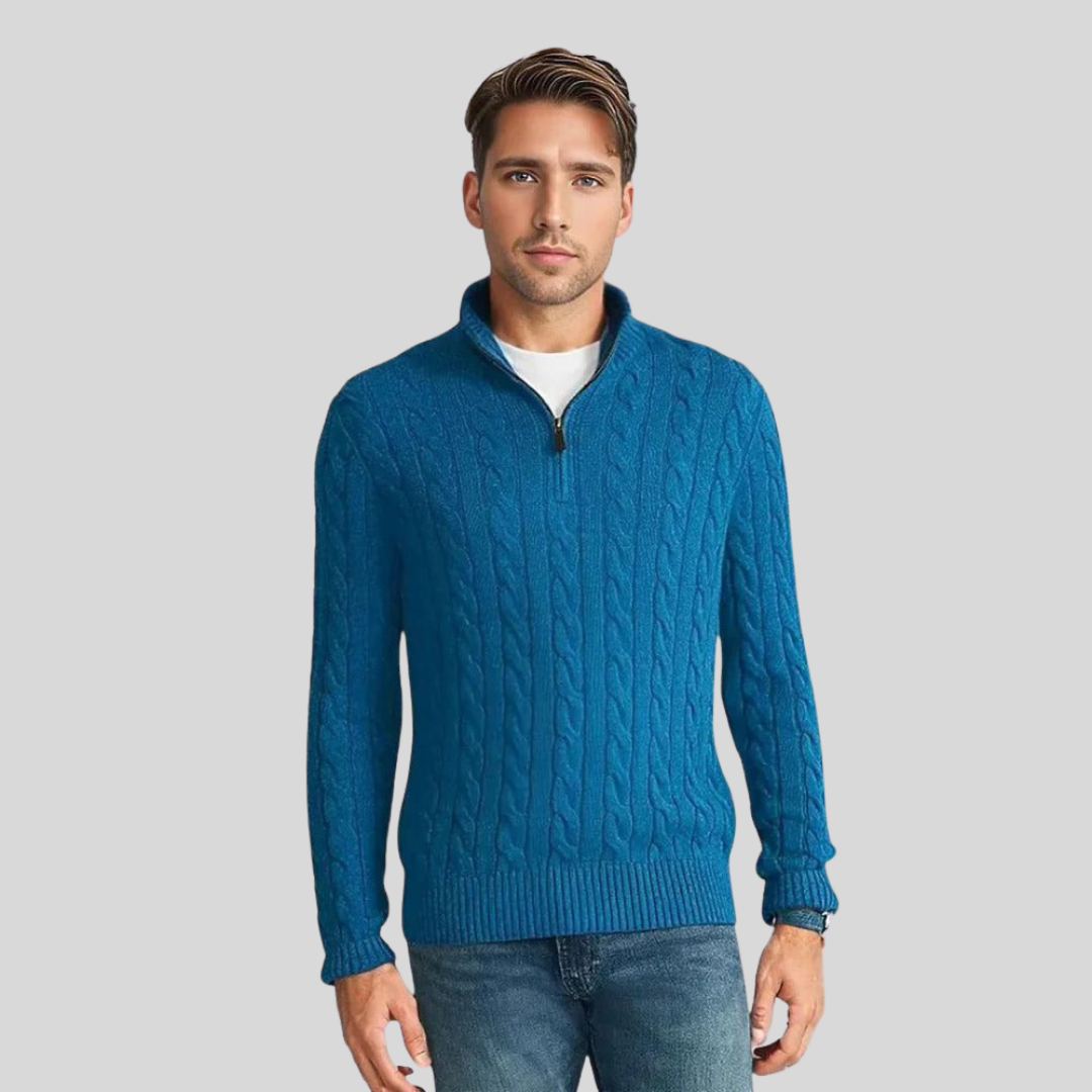 Pull Homme Maille Côtelée à Col Zippé - Image 3