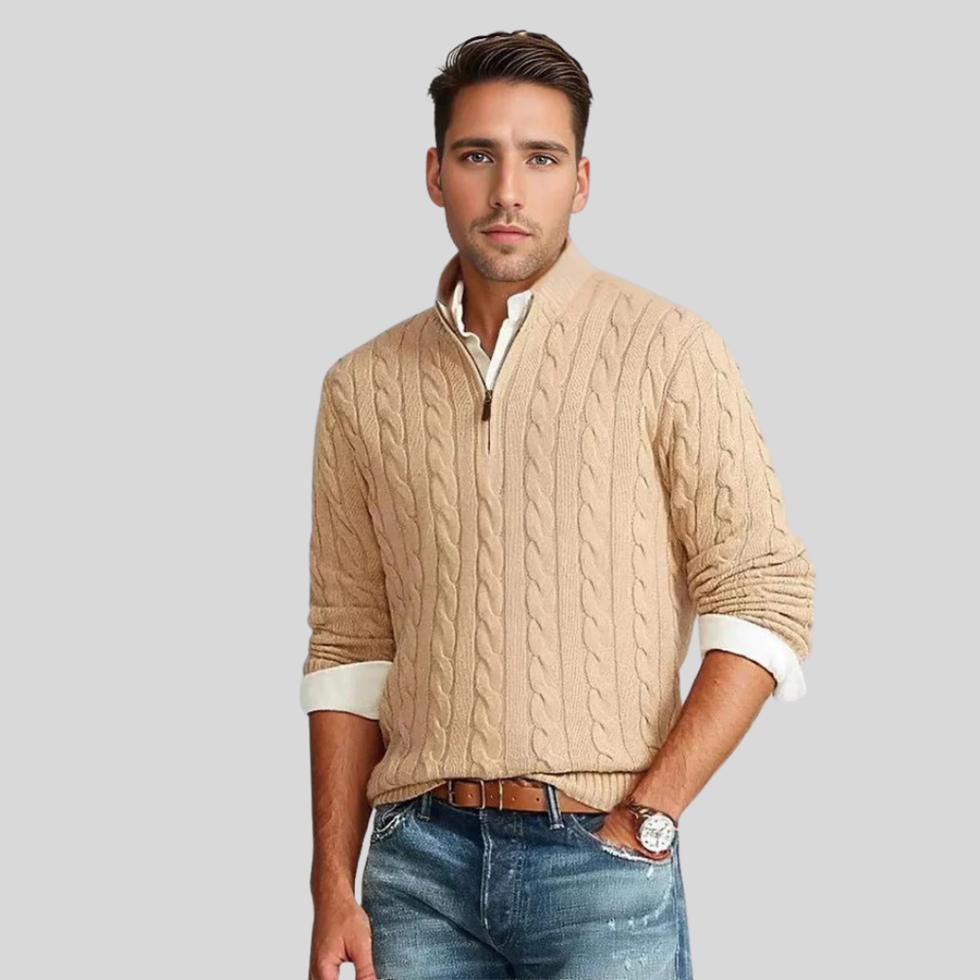 Pull Homme Maille Côtelée à Col Zippé - Image 2