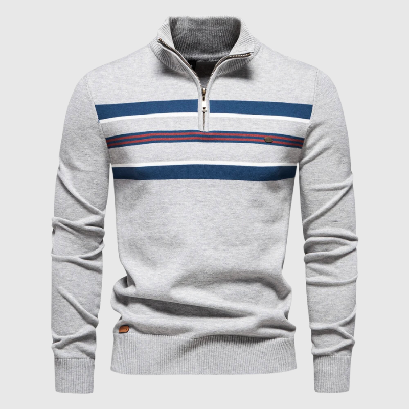 Pull rayé à quart de fermeture éclair pour homme - Image 2