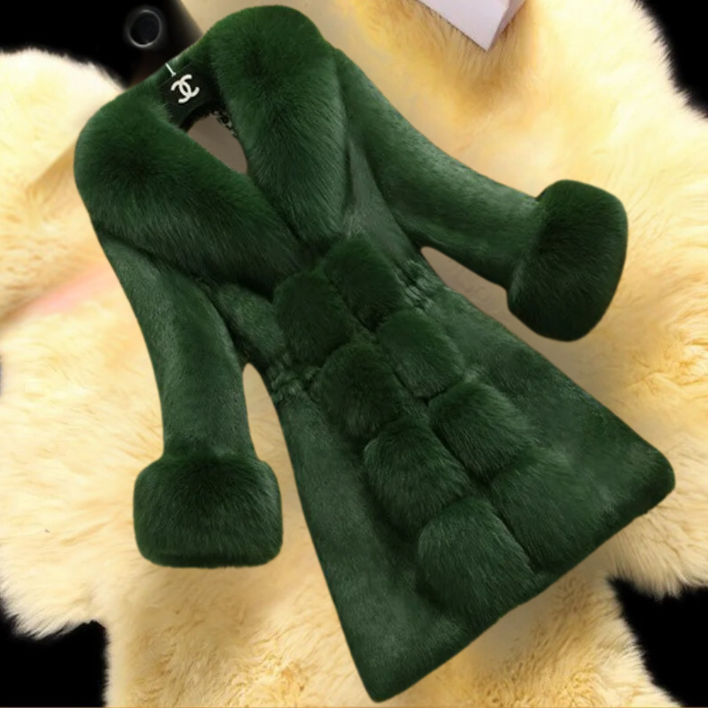 Manteau Long Femme Col en Fausse Fourrure - Image 8